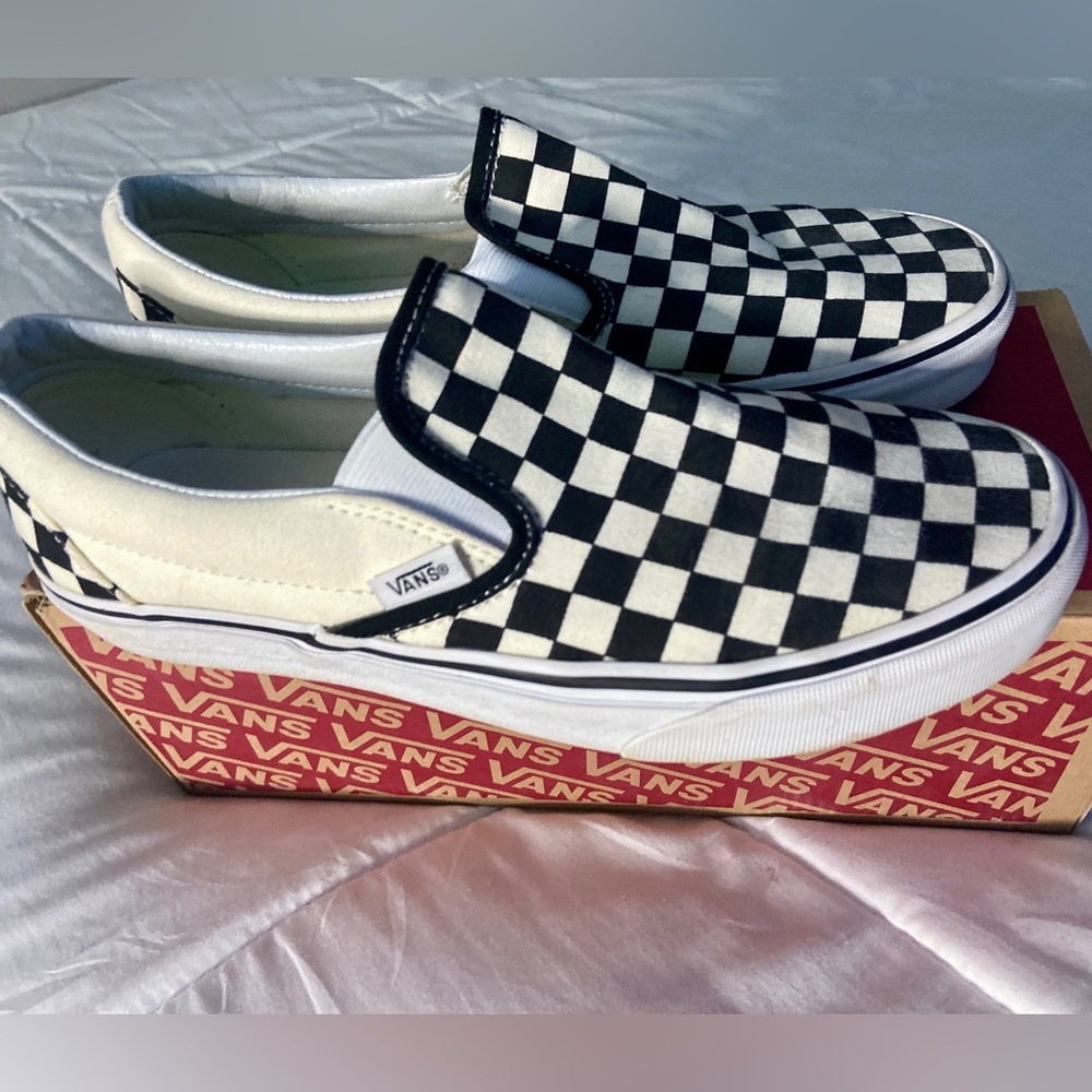 Classic Checkerboard Slip-On B&W Vans - Picture 5 of 5